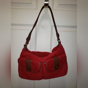 Vera Bradley Vintage Red rust Corduroy shoulder bag, EUC